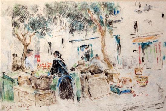 Paul Maze (1887-1979) Vegetable market, 9 x 13.5in.